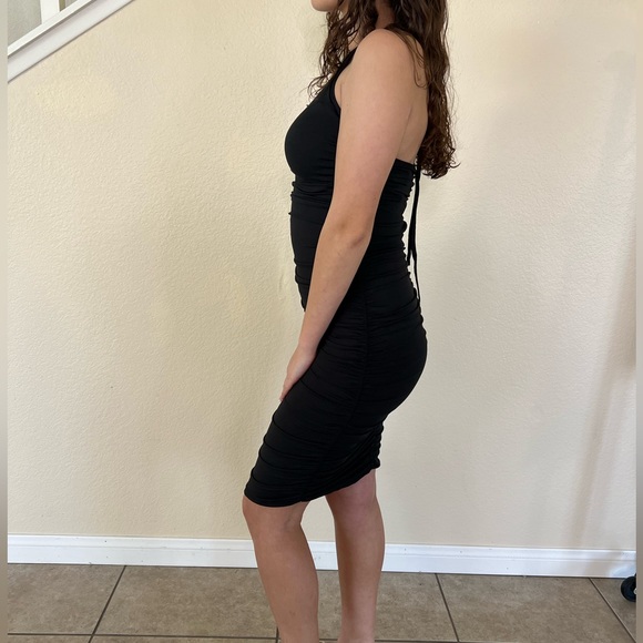 Black Ruched Halter Dress - Picture 8 of 11